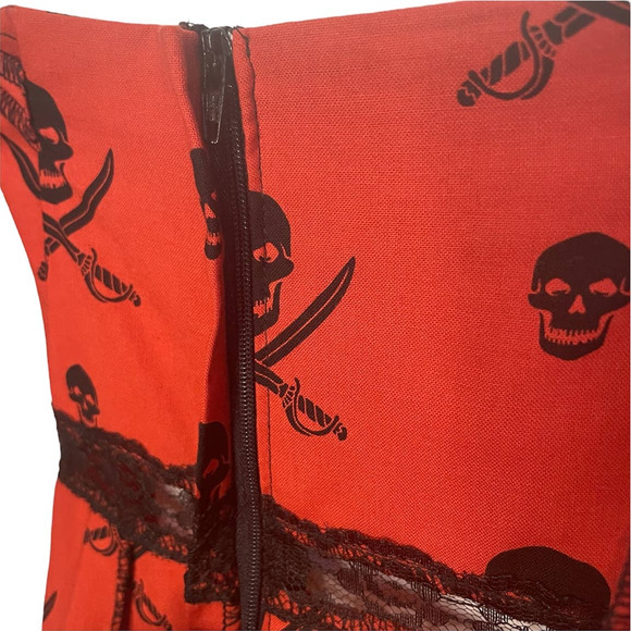 Shrine Vintage Cocktail Dress Orange Pirates Print Size M - Picture 9 of 16